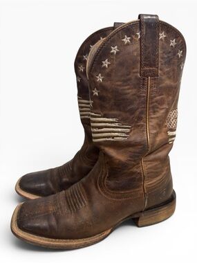 Ariat Circuit Patriot Western Boots Brown Distressed Flag Women’s Size 6 Leather
